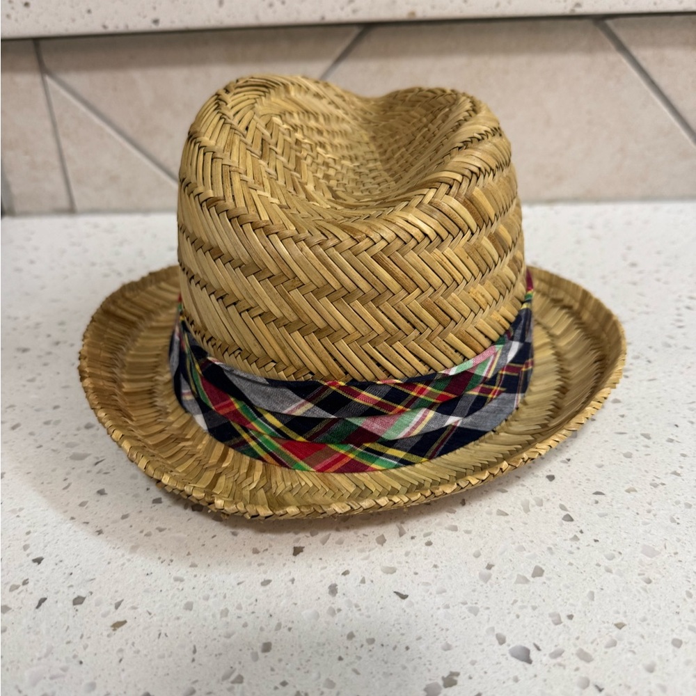 Cremieux Straw Hat with Plaid Band